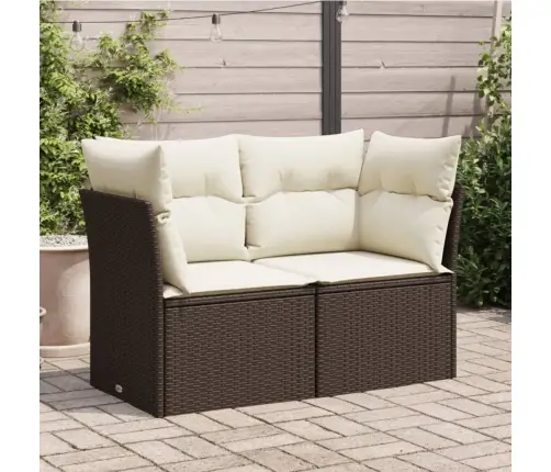 Divvietīgs Dārza Dīvāns Ar Matračiem, Brūna Pe Rotangpalma Vidaxl