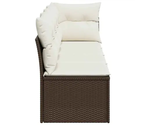 Keturvietė Sodo Sofa Su Pagalvėlėmis, Ruda, Poliratanas