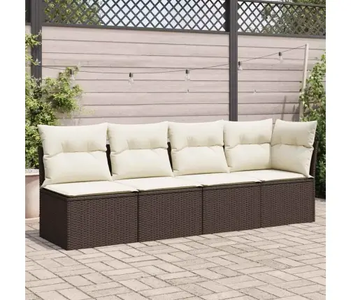 Keturvietė Sodo Sofa Su Pagalvėlėmis, Ruda, Poliratanas