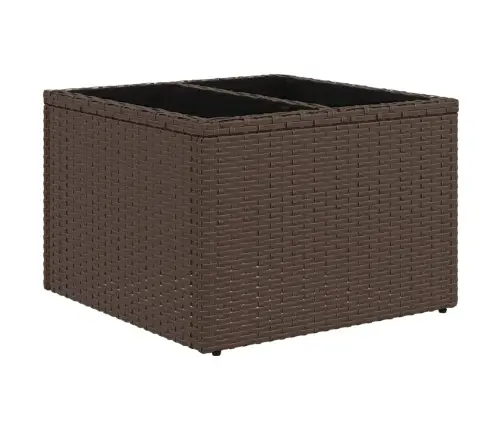 Dārza Galds Ar Stikla Virsmu, 55X55X37Cm, Brūns Pe Rotangpalma Vidaxl