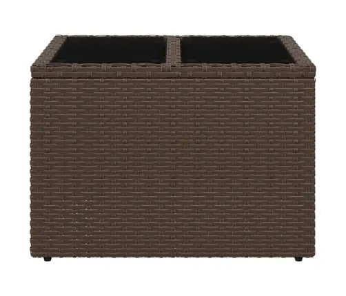 Dārza Galds Ar Stikla Virsmu, 55X55X37Cm, Brūns Pe Rotangpalma Vidaxl