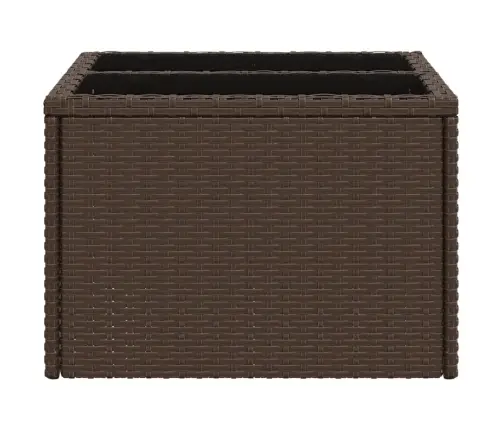 Dārza Galds Ar Stikla Virsmu, 55X55X37Cm, Brūns Pe Rotangpalma Vidaxl