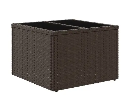 Dārza Galds Ar Stikla Virsmu, 55X55X37Cm, Brūns Pe Rotangpalma Vidaxl