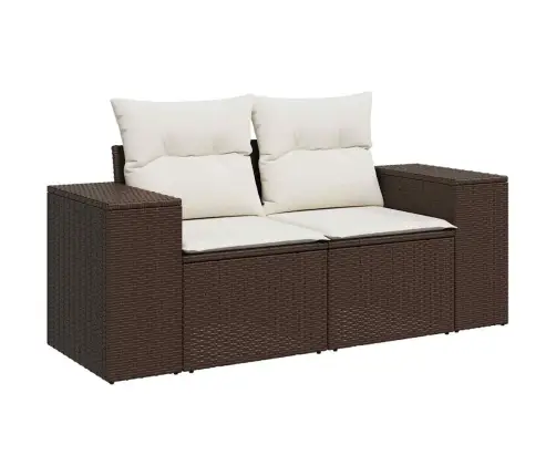 Dvivietė Sodo Sofa Su Pagalvėlėmis, Rudos Spalvos, Poliratanas