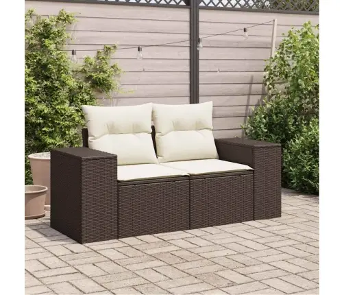 Dvivietė Sodo Sofa Su Pagalvėlėmis, Rudos Spalvos, Poliratanas