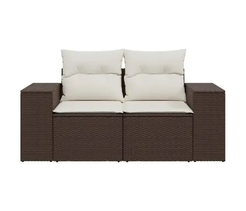 Dvivietė Sodo Sofa Su Pagalvėlėmis, Rudos Spalvos, Poliratanas