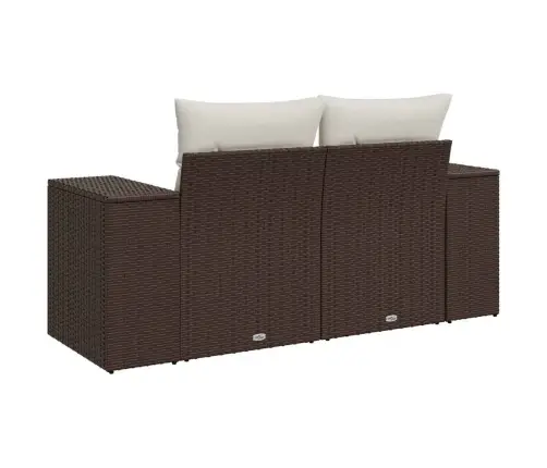 Dvivietė Sodo Sofa Su Pagalvėlėmis, Rudos Spalvos, Poliratanas