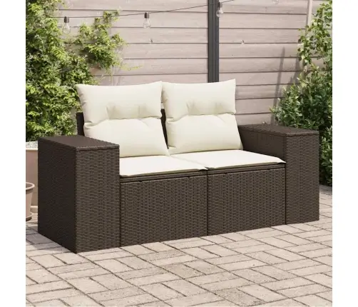 Dvivietė Sodo Sofa Su Pagalvėlėmis, Rudos Spalvos, Poliratanas