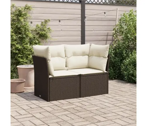 Dvivietė Sodo Sofa Su Pagalvėlėmis, Rudos Spalvos, Poliratanas