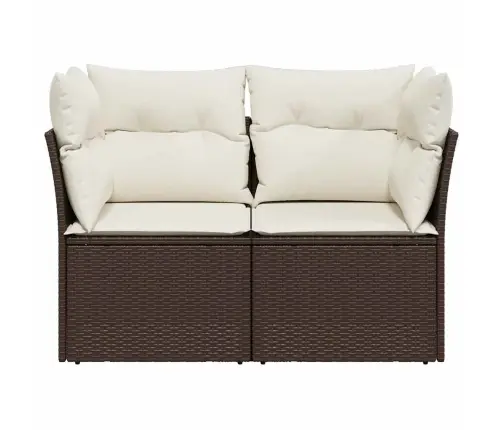 Dvivietė Sodo Sofa Su Pagalvėlėmis, Rudos Spalvos, Poliratanas