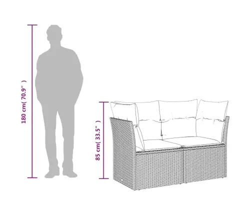 Dvivietė Sodo Sofa Su Pagalvėlėmis, Rudos Spalvos, Poliratanas