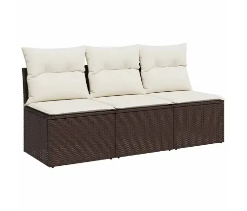 Trivietė Sodo Sofa Su Pagalvėlėmis, Ruda, Poliratanas