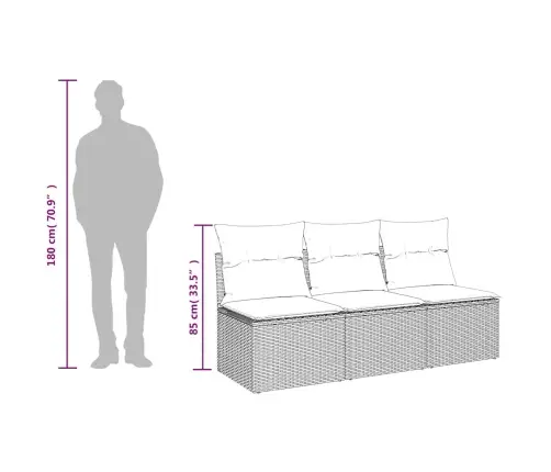 Trivietė Sodo Sofa Su Pagalvėlėmis, Ruda, Poliratanas