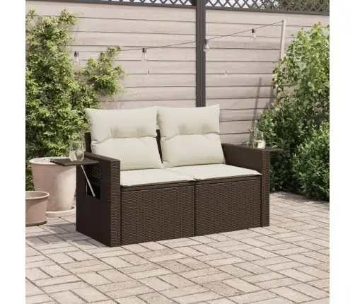 Divvietīgs Dārza Dīvāns Ar Matračiem, Brūna Pe Rotangpalma Vidaxl