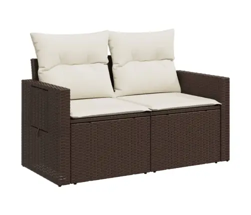 Divvietīgs Dārza Dīvāns Ar Matračiem, Brūna Pe Rotangpalma Vidaxl