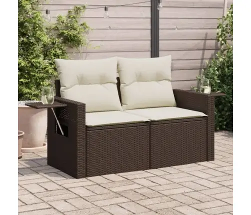 Divvietīgs Dārza Dīvāns Ar Matračiem, Brūna Pe Rotangpalma Vidaxl