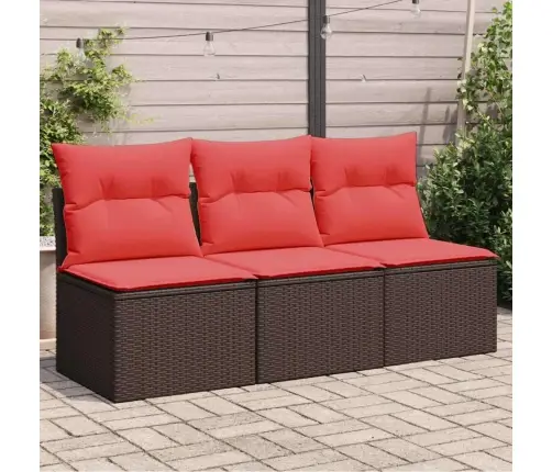 Sodo Sofa Su Pagalvėlėmis, 3 Sėdimos Vietos, Ruda, Polirotangas