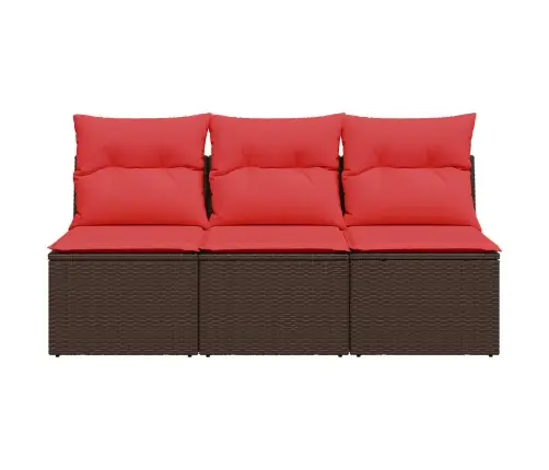 Dārza Dīvāns Ar Spilveniem, Trīsvietīgs, Brūns Polietilēna Rotangpalmas Audums Vidaxl