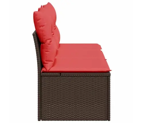 Dārza Dīvāns Ar Spilveniem, Trīsvietīgs, Brūns Polietilēna Rotangpalmas Audums Vidaxl