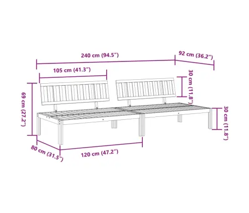 Vidējie Dārza Dīvāni, 2 Gab., Akācijas Masīvkoks Vidaxl
