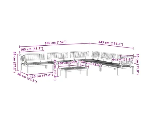 6-Osaline Kaubaalustest Aiadiivani Komplekt, Akaatsiapuit