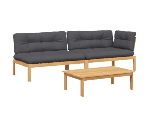 Sofos Komplektas Iš Palečių Su Pagalvėlėmis, 3 Dalių, Akacija