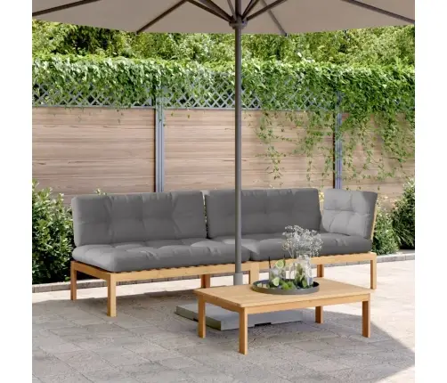 Trīsdaļīgs Dārza Palešu Dīvāns, Spilveni, Akācijas Masīvkoks Vidaxl