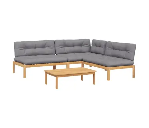 4-Daļīgs Dārza Palešu Dīvāna Komplekts Ar Matračiem, Akācija Vidaxl