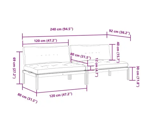 Vidējie Dārza Dīvāni, Ar Matračiem, 2 Gab., Akācijas Masīvkoks Vidaxl