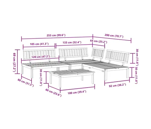 4-Osaline Kaubaalustest Aiadiivani Komplekt, Akaatsiapuit