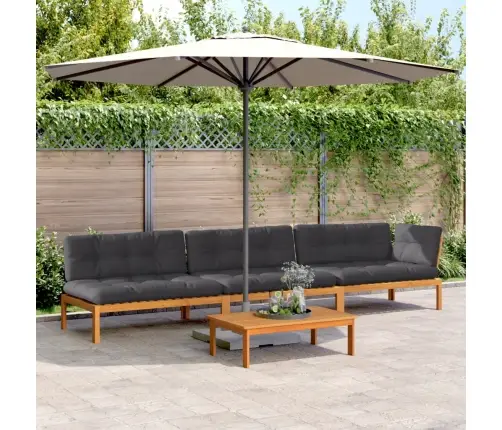 4-Daļīgs Dārza Palešu Dīvāna Komplekts Ar Matračiem, Akācija Vidaxl