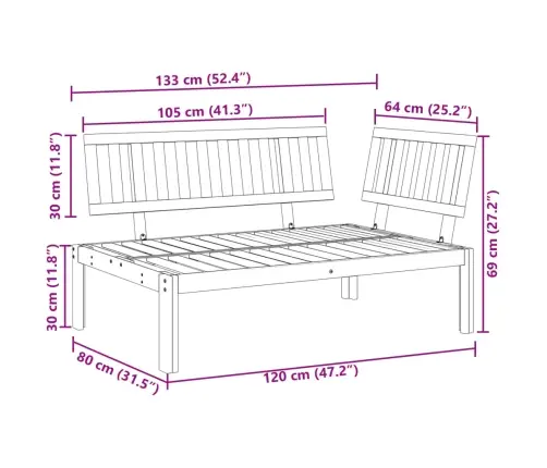 Dārza Palešu Stūra Dīvāns, Akācijas Masīvkoks Vidaxl