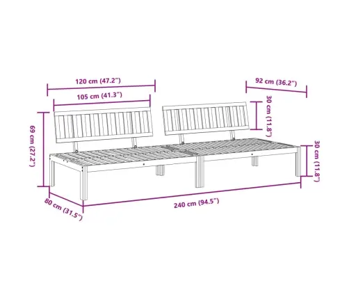 Vidējie Dārza Dīvāni, 2 Gab., Akācijas Masīvkoks Vidaxl