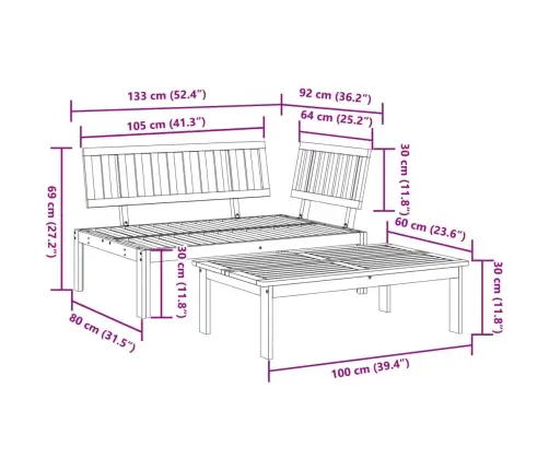 Dārza Palešu Dīvāni, 2 Gab., Akācijas Masīvkoks Vidaxl