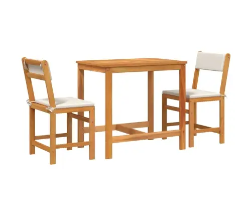 3-Daļīgs Balkona Komplekts Ar Matračiem, Akācijas Masīvkoks Vidaxl