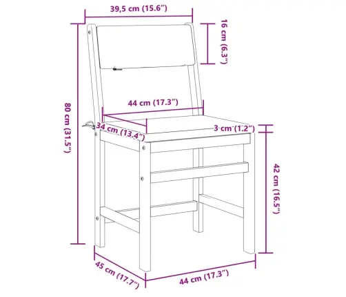 3-Daļīgs Balkona Komplekts Ar Matračiem, Akācijas Masīvkoks Vidaxl