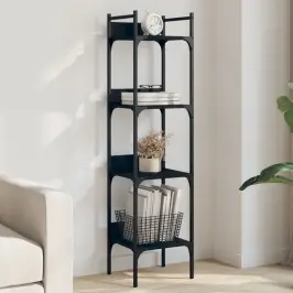 Grāmatu Plaukts, 4 Līmeņi, Melns, 35X30X138,5 Cm, Koks Vidaxl