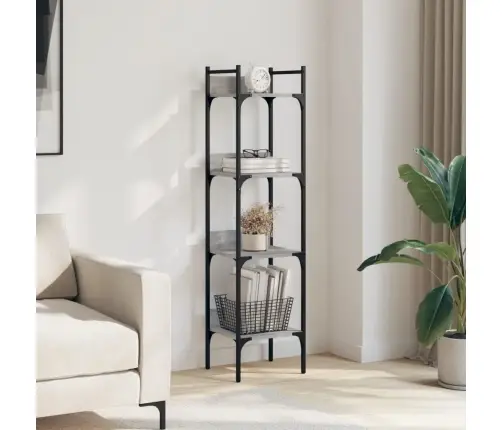 Knygų Lentyna, 4 Aukštų, Pilka Ąžuolo, 35X30X138,5cm Mediena