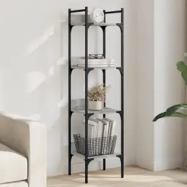 Knygų Lentyna, 4 Aukštų, Pilka Ąžuolo, 35X30X138,5cm Mediena