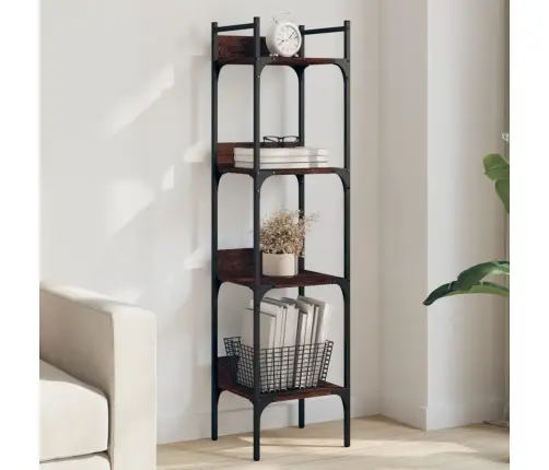 Raamaturiiul 4-Korruseline, Pruun Tamm, 35X30X138,5 Cm