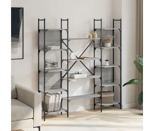 Knygų Lentyna, Pilka Ąžuolo, 155,5X24X166,5cm Apdirbta Mediena