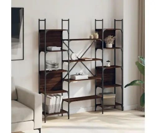 Knygų Lentyna, Ruda Ąžuolo, 155,5X24X166,5cm Apdirbta Mediena