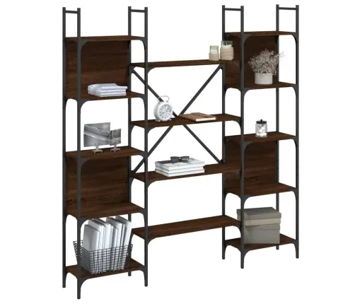 Knygų Lentyna, Ruda Ąžuolo, 155,5X24X166,5cm Apdirbta Mediena