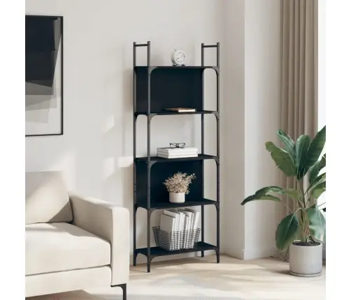 Grāmatu Plaukts, 5 Līmeņi, Melns, 60,5X24X166,5 Cm, Koks Vidaxl