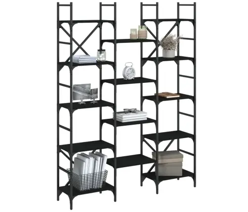 Raamaturiiul, Must, 127,5 X 28,5 X 172,5 cm Tehispuit