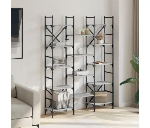 Knygų Lentyna, Pilka Ąžuolo, 127,5X28,5X172,5cm Mediena