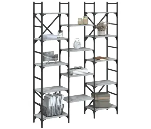 Knygų Lentyna, Pilka Ąžuolo, 127,5X28,5X172,5cm Mediena