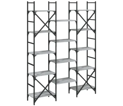 Knygų Lentyna, Pilka Ąžuolo, 127,5X28,5X172,5cm Mediena