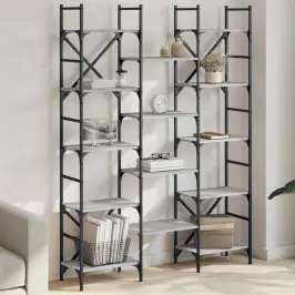 Knygų Lentyna, Pilka Ąžuolo, 127,5X28,5X172,5cm Mediena