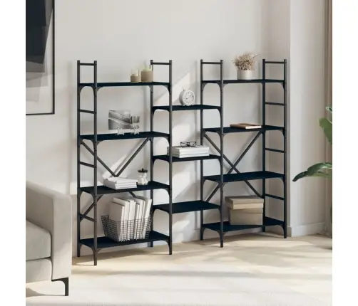 Knygų Lentyna, Juoda, 160X28,5X136,5cm Apdirbta Mediena